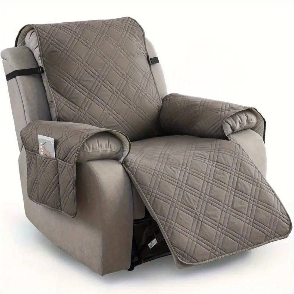 Recliner Chair Cover Waterproof Quilted Throw Protector with Side Pocket Non-Slip Furniture Slipcover for Living Room Sofa Shield | Thomler