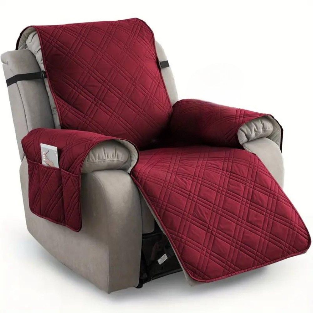 Recliner Chair Cover Waterproof Quilted Throw Protector with Side Pocket Non-Slip Furniture Slipcover for Living Room Sofa Shield | Thomler