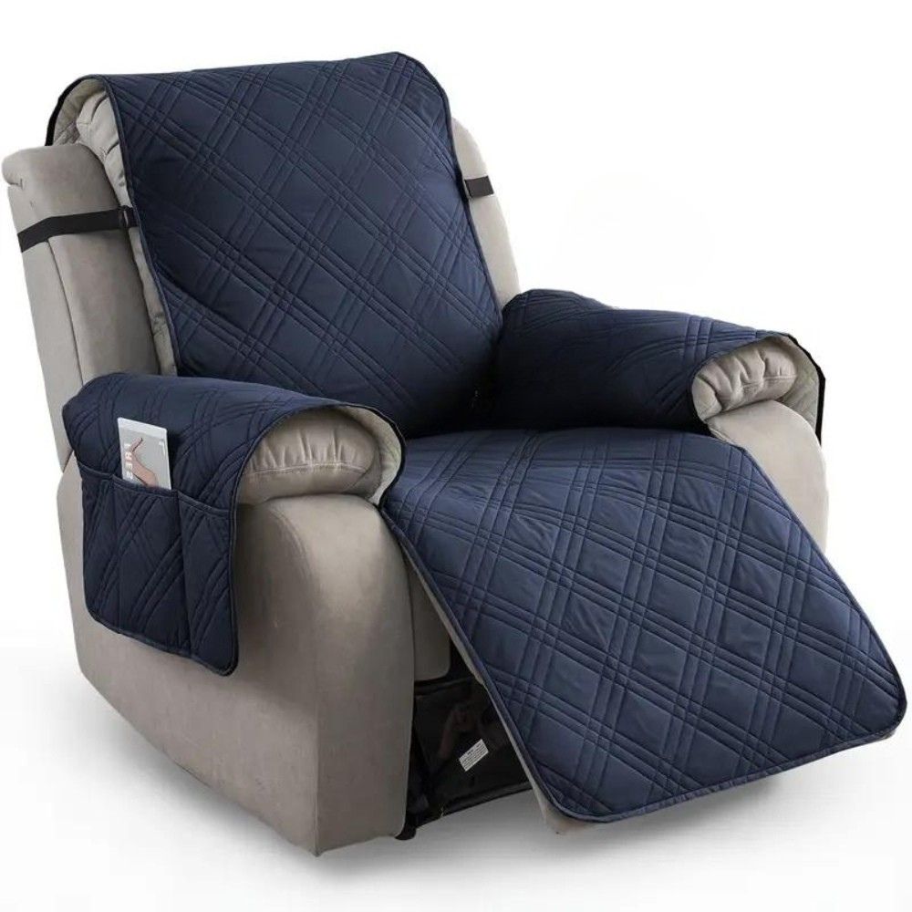 Recliner Chair Cover Waterproof Quilted Throw Protector with Side Pocket Non-Slip Furniture Slipcover for Living Room Sofa Shield | Thomler