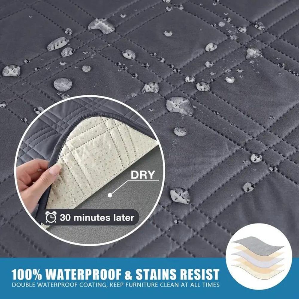 Recliner Chair Cover Waterproof Quilted Throw Protector with Side Pocket Non-Slip Furniture Slipcover for Living Room Sofa Shield | Thomler