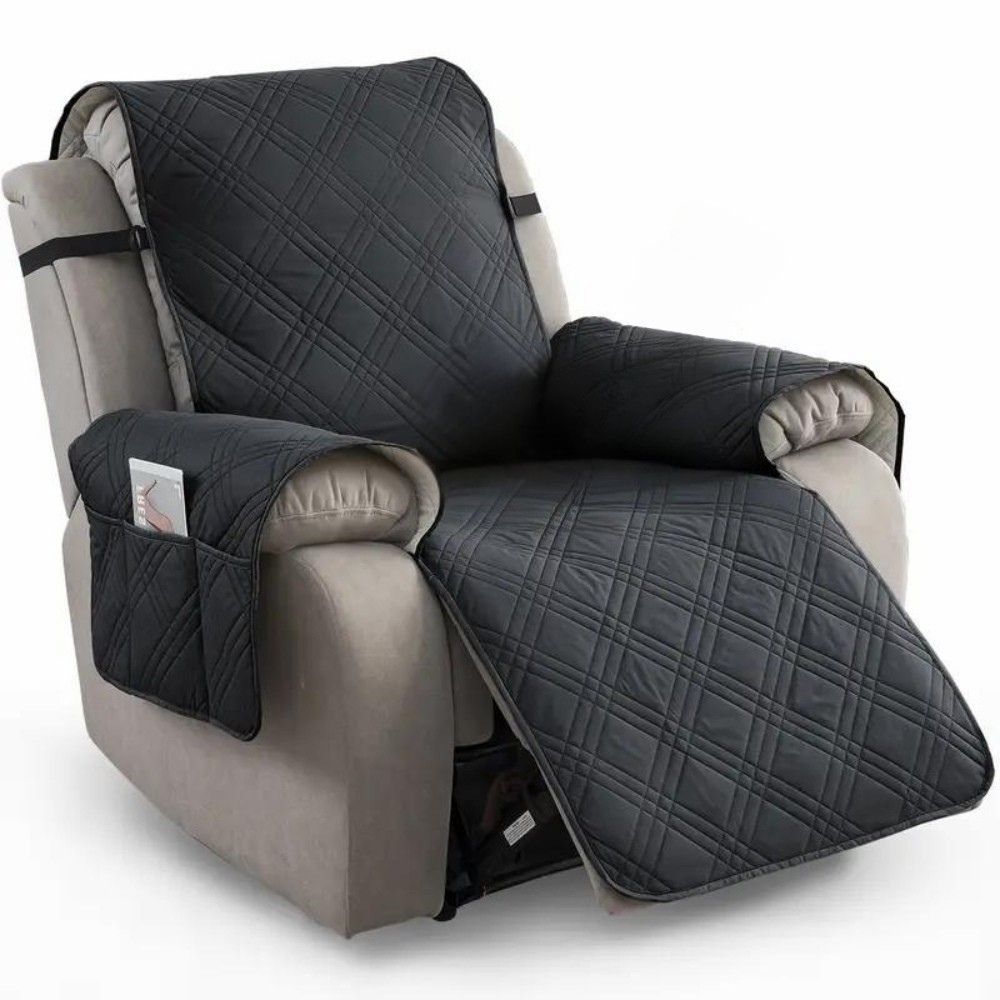 Recliner Chair Cover Waterproof Quilted Throw Protector with Side Pocket Non-Slip Furniture Slipcover for Living Room Sofa Shield | Thomler