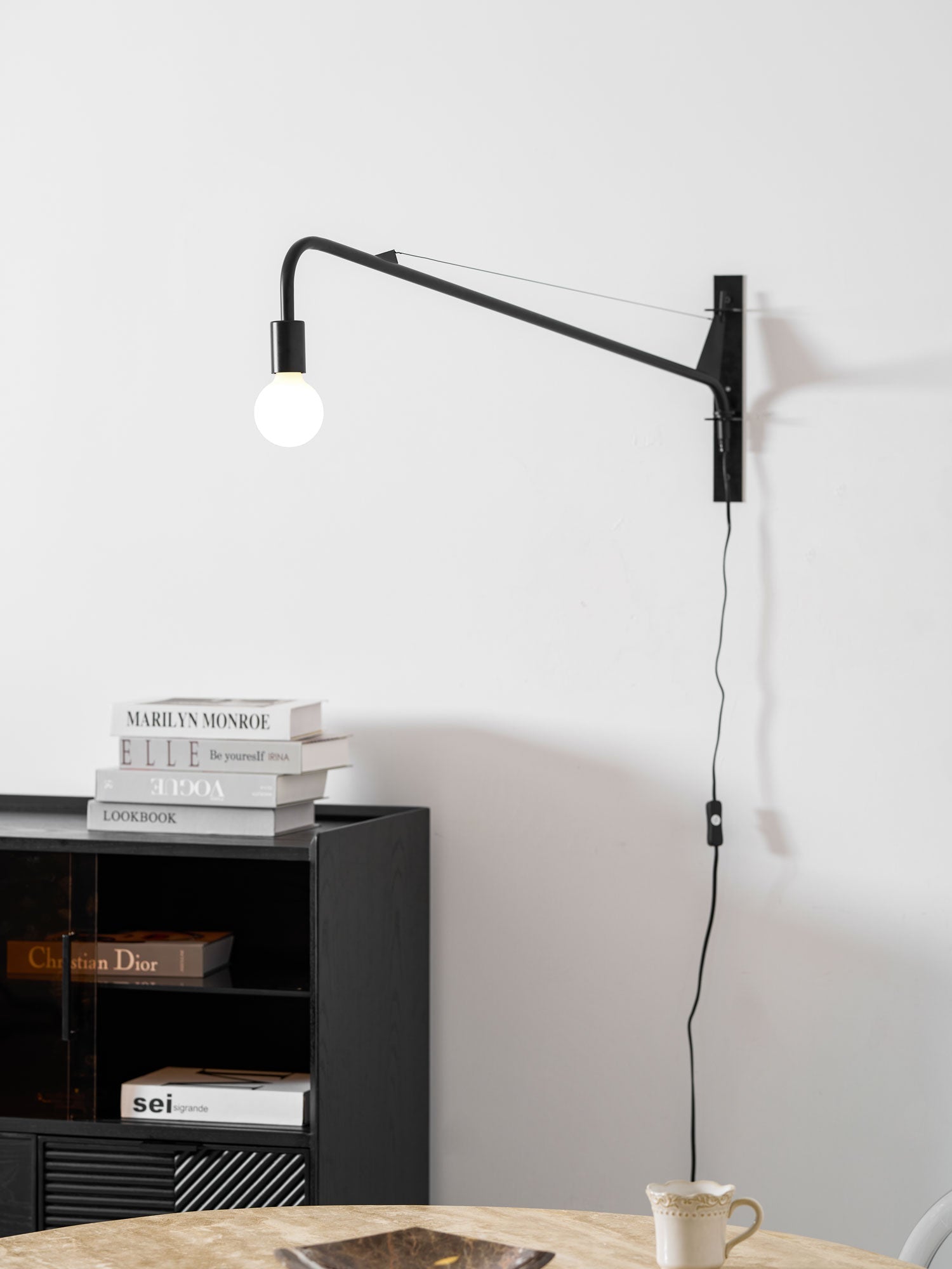 Wall Lamp Iron 43.3 in Adjustable Minimalist Living Room Office Coffee Shop Lighting | Thomler