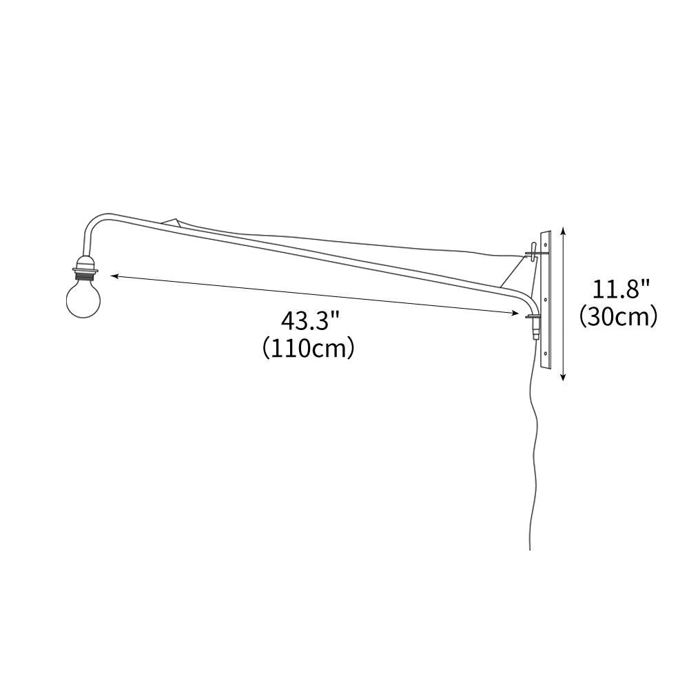 Wall Lamp Iron 43.3 in Adjustable Minimalist Living Room Office Coffee Shop Lighting | Thomler