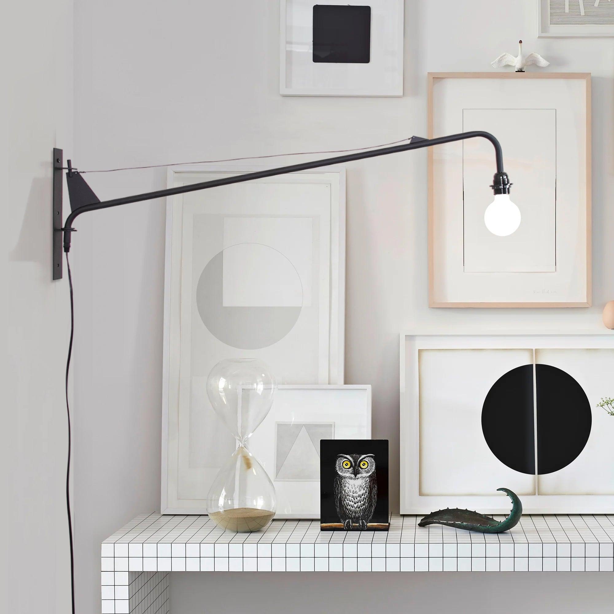 Wall Lamp Iron 43.3 in Adjustable Minimalist Living Room Office Coffee Shop Lighting | Thomler