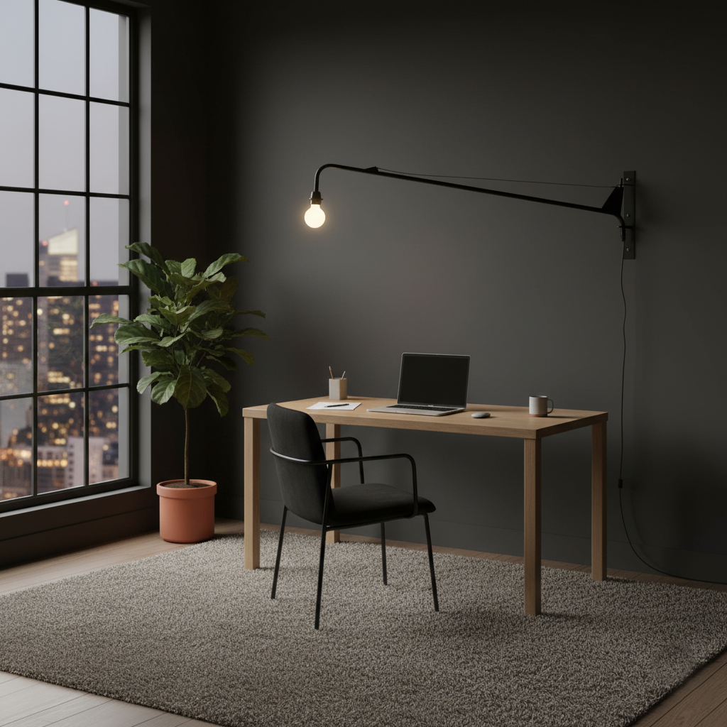 Wall Lamp Iron 43.3 in Adjustable Minimalist Living Room Office Coffee Shop Lighting | Thomler