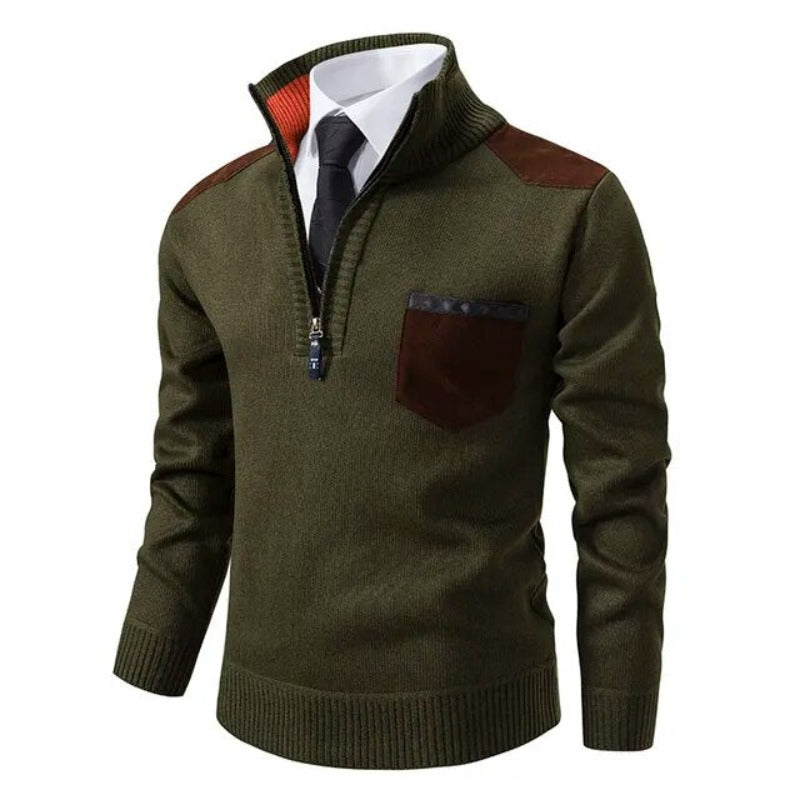 Men's Premium Cashmere Half-Zip Sweater – Soft Knit Winter Pullover with Stand Collar for Business Casual & Weekend Layering | Thomler