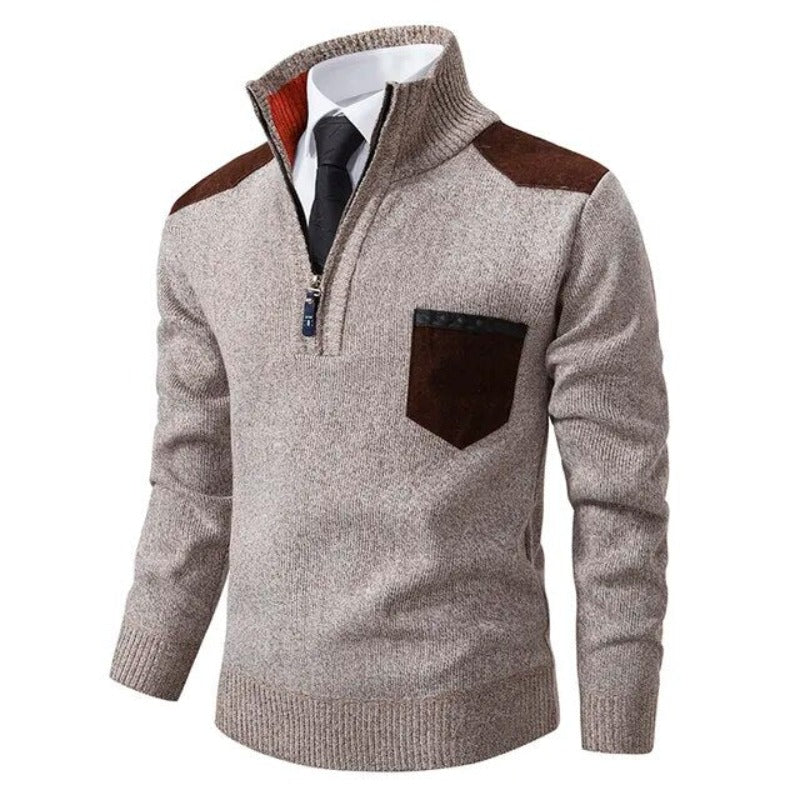 Men's Premium Cashmere Half-Zip Sweater – Soft Knit Winter Pullover with Stand Collar for Business Casual & Weekend Layering | Thomler