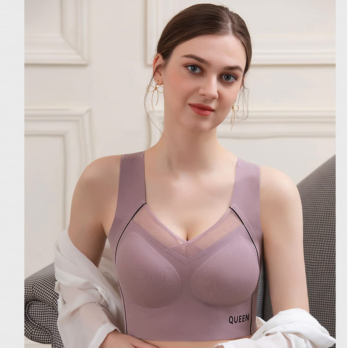 Wireless Full Coverage Support Bra with Cushioned Straps & Seamless Lift for All-Day Comfort | Thomler
