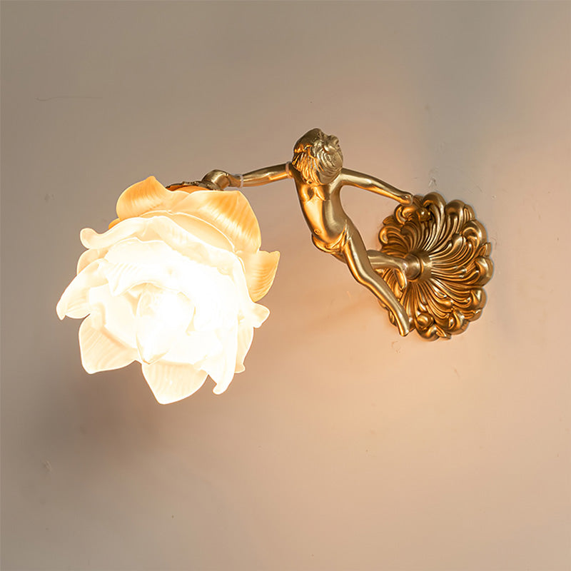Wall Lamp Glass 11.8 in Matte White Indoor Decorative Lighting LED E14 Compatible With Wall Switch | Thomler