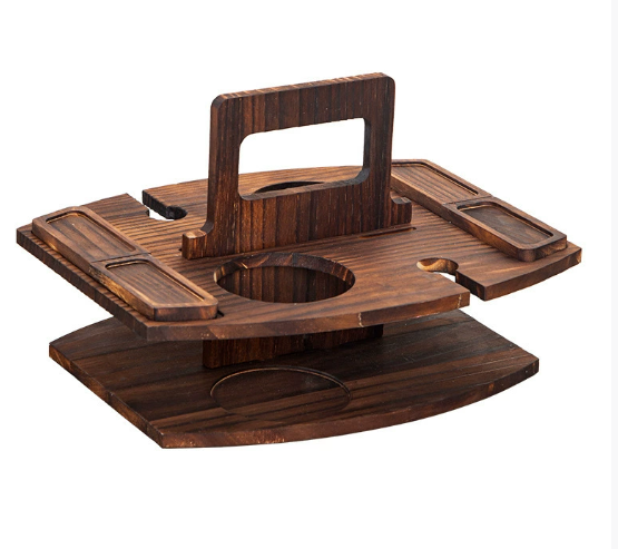 Portable Wooden Wine Table for Picnics – Holds Bottle, Glasses & Snacks for Outdoor Dining, Beach Trips, Garden Parties | Thomler