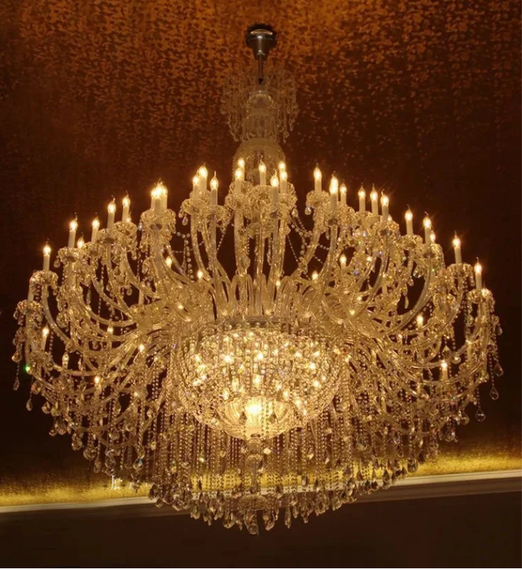 Grand Tiered Crystal Chandelier 35-90 Bulbs Dimmable LED Foyer Statement Lighting for High Ceilings Entryway Staircase Hotel Lobby | Thomler