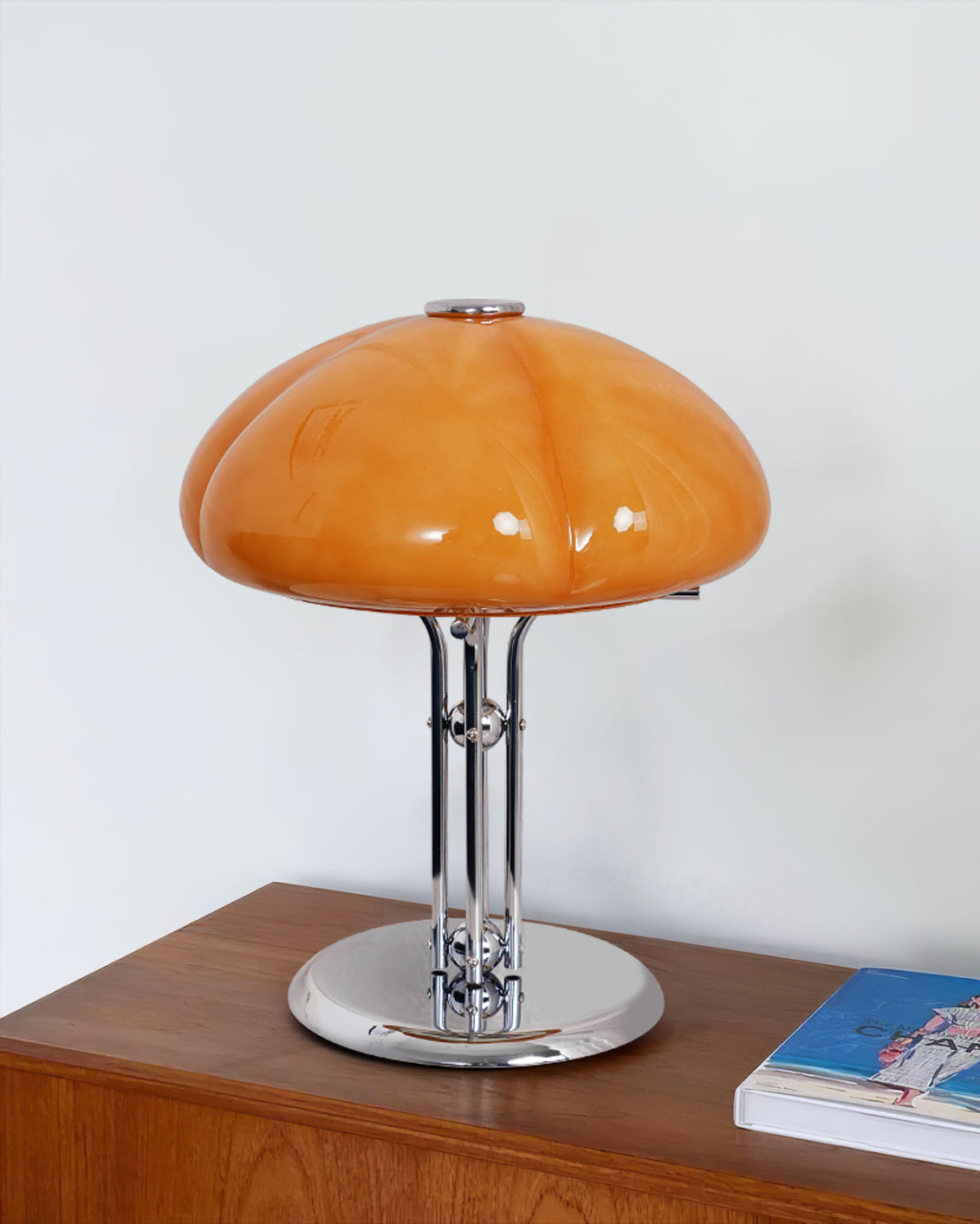 Table Lamp Glass 11.8 in Orange Indoor LED Push Button Switch Ambient Lighting Decorative Accent | Thomler
