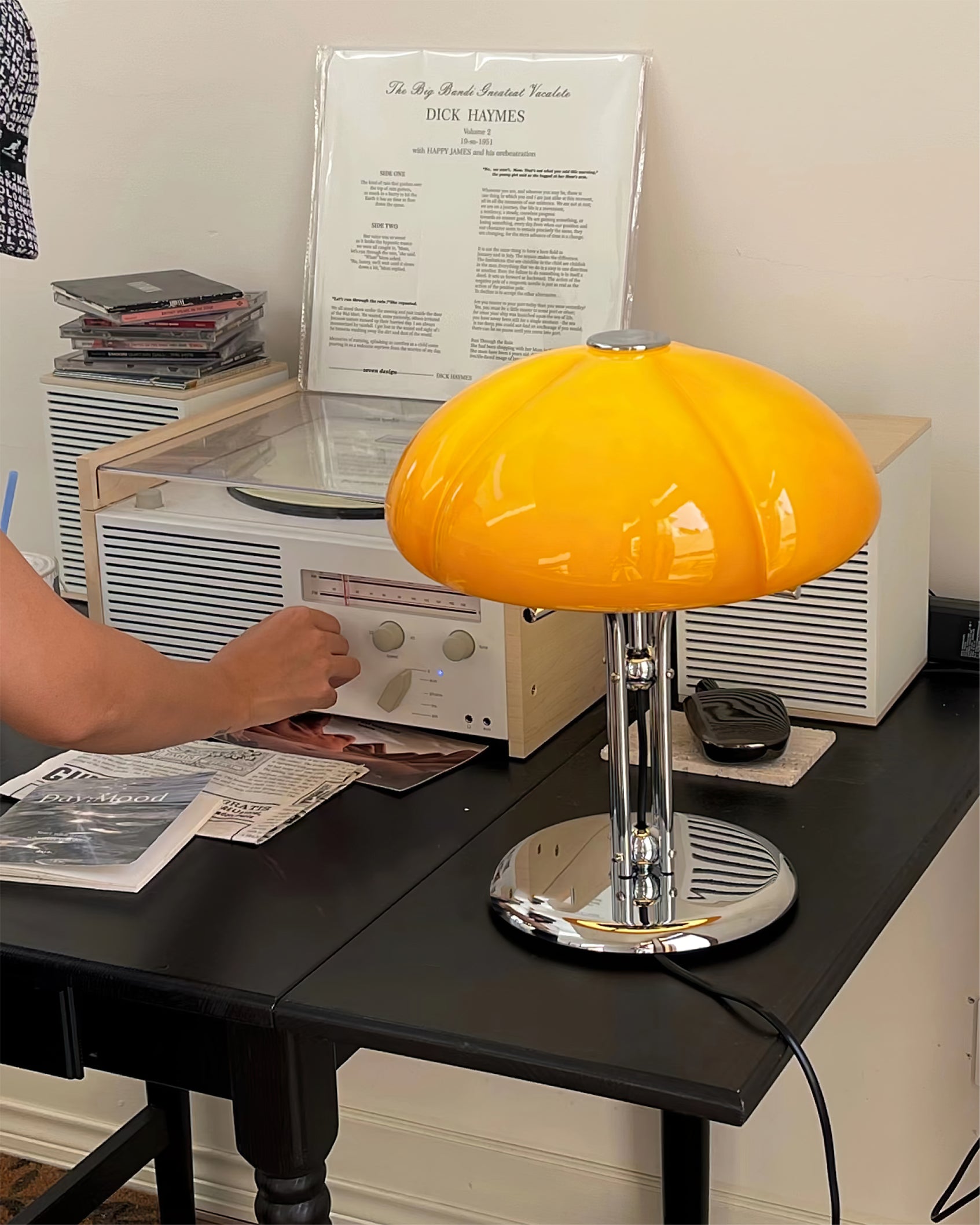 Table Lamp Glass 11.8 in Orange Indoor LED Push Button Switch Ambient Lighting Decorative Accent | Thomler