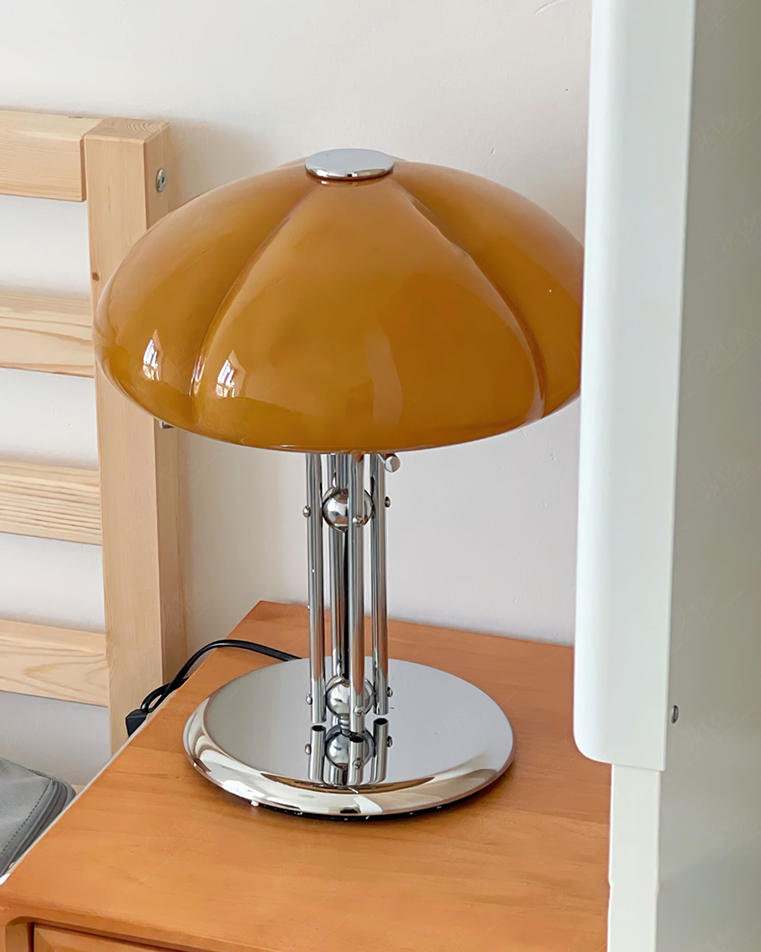 Table Lamp Glass 11.8 in Orange Indoor LED Push Button Switch Ambient Lighting Decorative Accent | Thomler