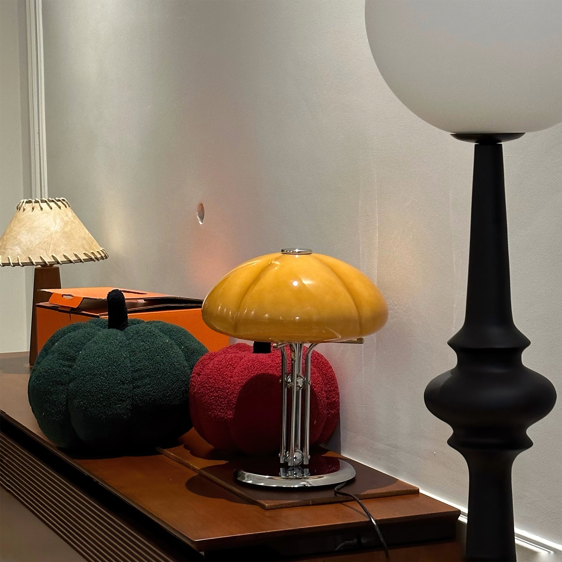 Table Lamp Glass 11.8 in Orange Indoor LED Push Button Switch Ambient Lighting Decorative Accent | Thomler