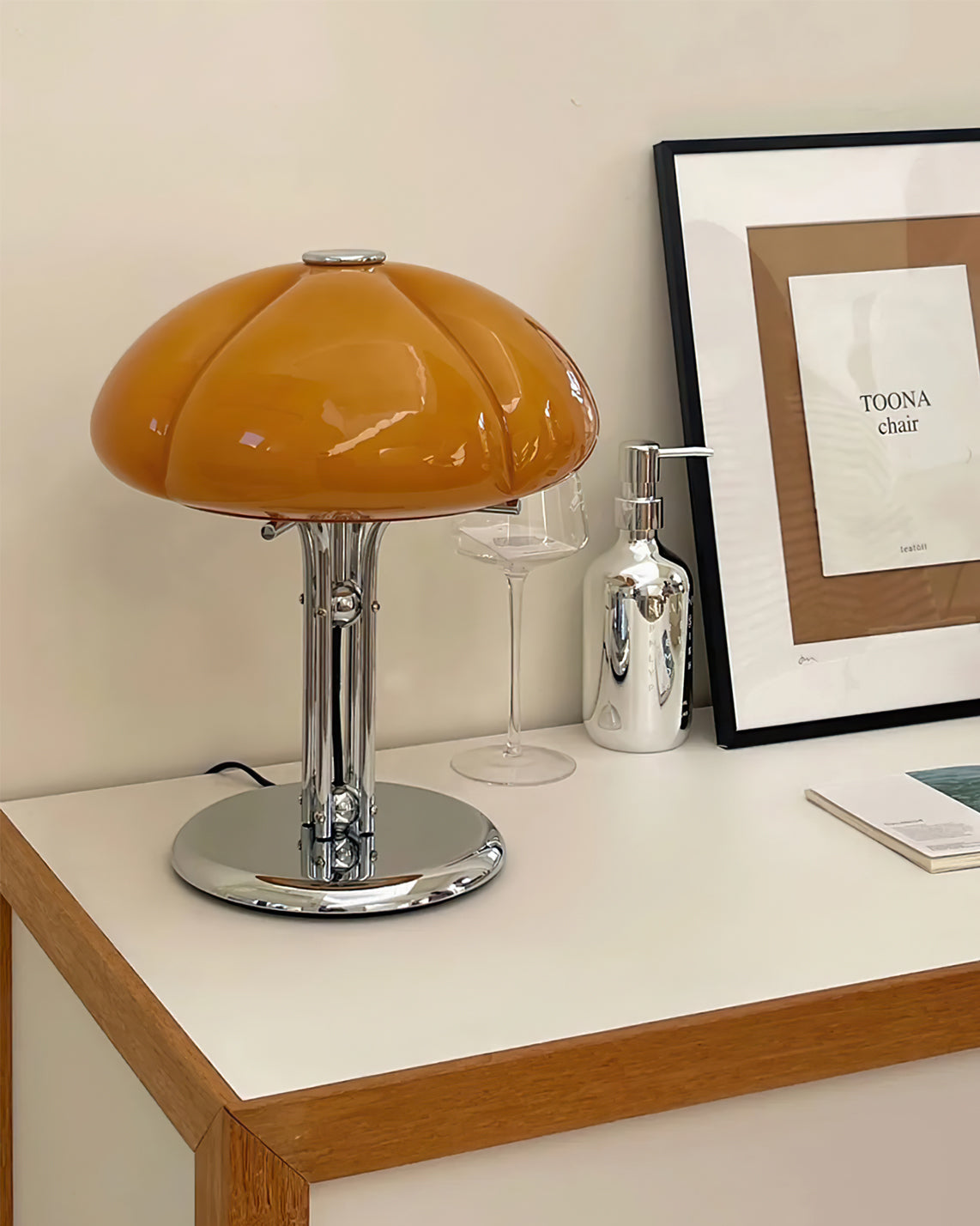 Table Lamp Glass 11.8 in Orange Indoor LED Push Button Switch Ambient Lighting Decorative Accent | Thomler