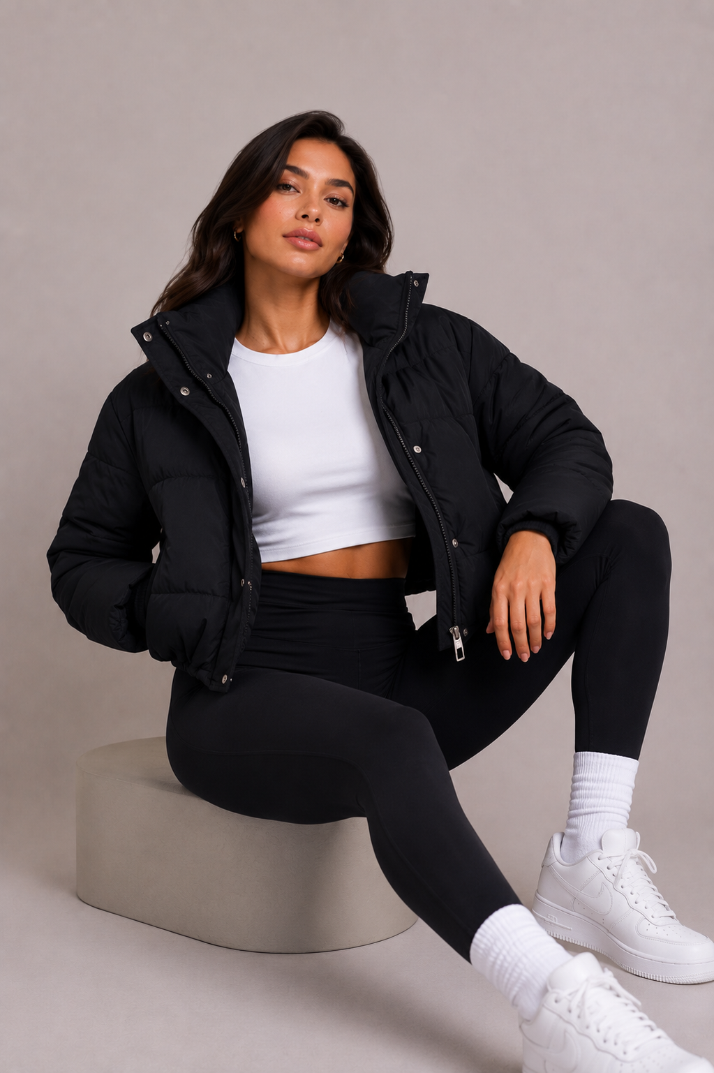 Women's Insulated Bomber Jacket with Attached Hood – Zip-Front Short Coat for Cold Weather | Thomler