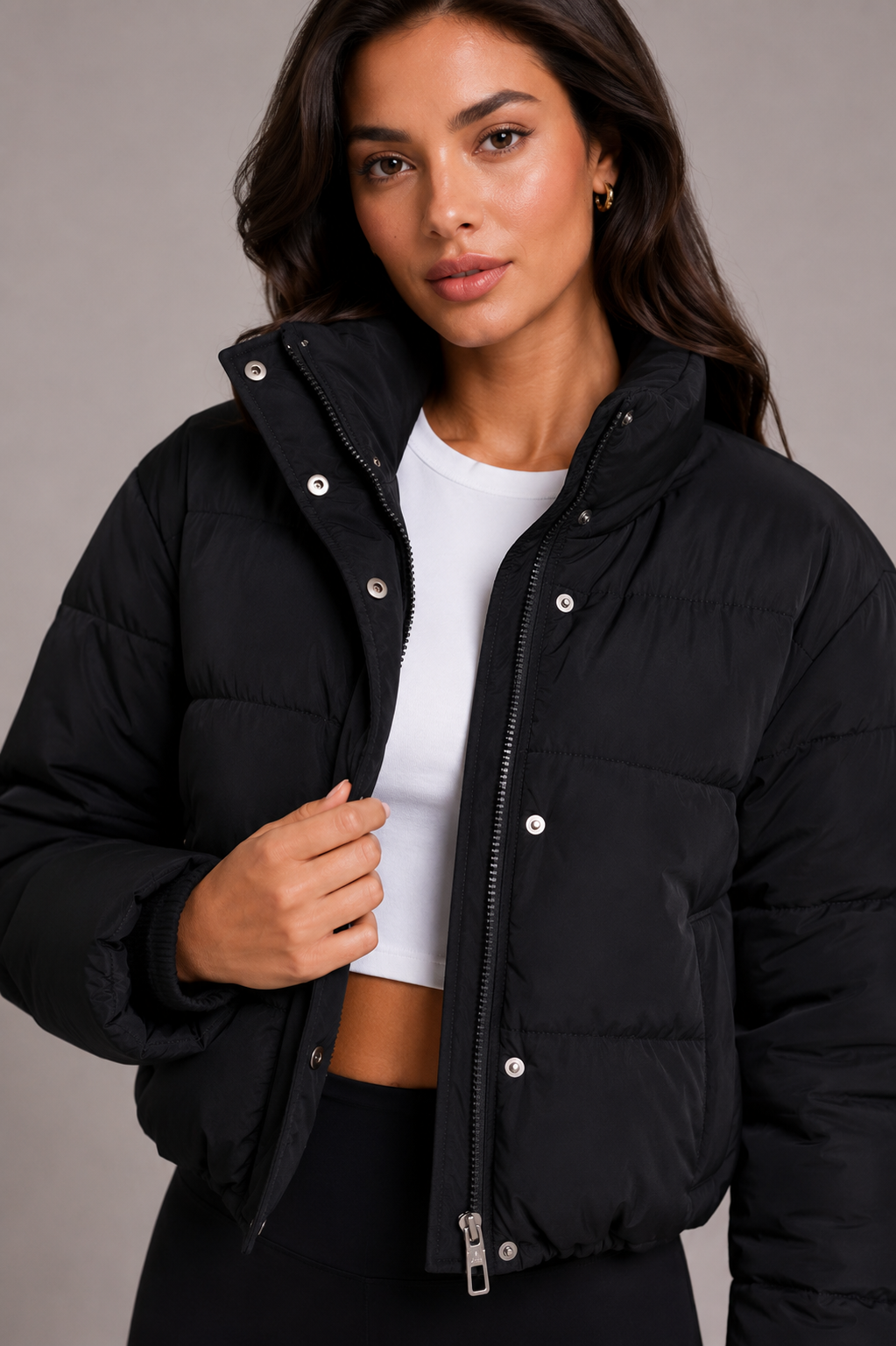 Women's Insulated Bomber Jacket with Attached Hood – Zip-Front Short Coat for Cold Weather | Thomler
