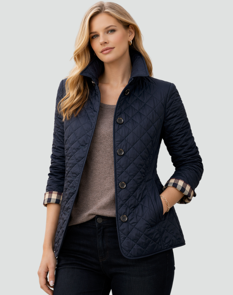 Insulated Winter Jacket with Snap Closure & Geometric Quilting for Men | Thomler