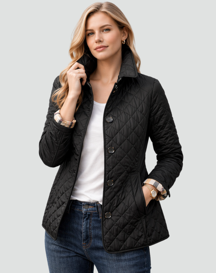 Insulated Winter Jacket with Snap Closure & Geometric Quilting for Men | Thomler