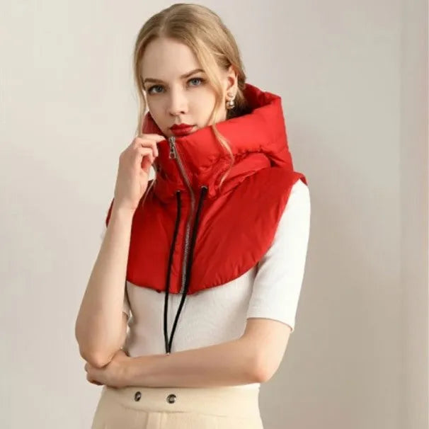Hooded Infinity Scarf with Zip – Lightweight Down Neck Warmer for Women | Thomler