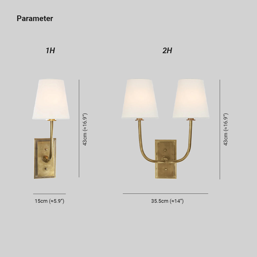 Wall Lamp Brass Fabric Shade E12 Indoor Bedroom Living Room Classic Sconce Lighting Fixture | Thomler