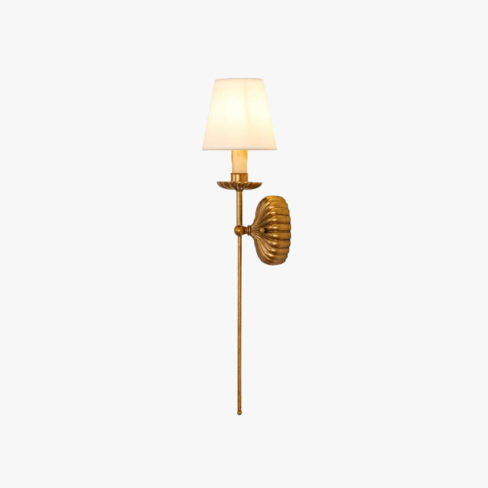 Wall Lamp Metal Fabric Shade 15W Antique Gold Bedroom Hallway Sconce Classic Modern Lighting Fixture | Thomler