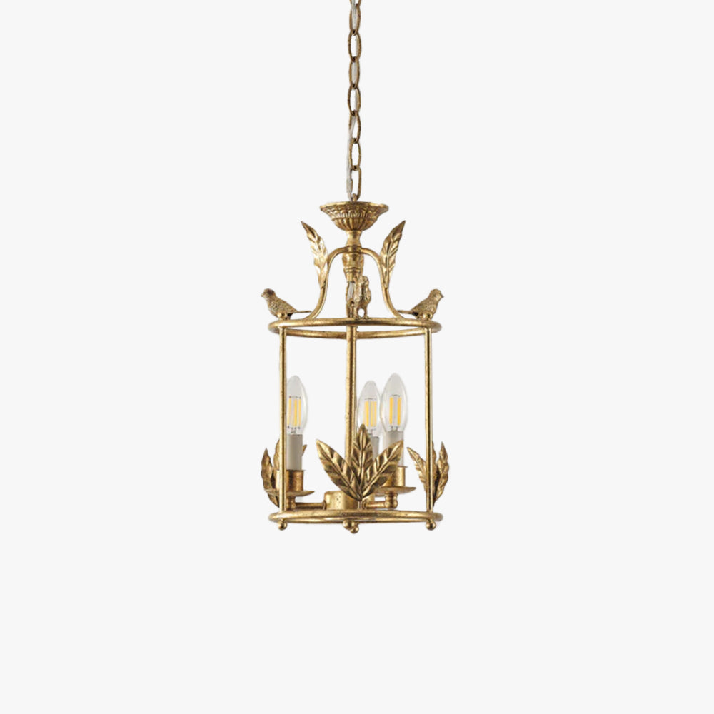 Pendant Light Metal Lantern 9.8 in Hanging Dining Room Entryway Vintage Bird Detail Ceiling Fixture | Thomler
