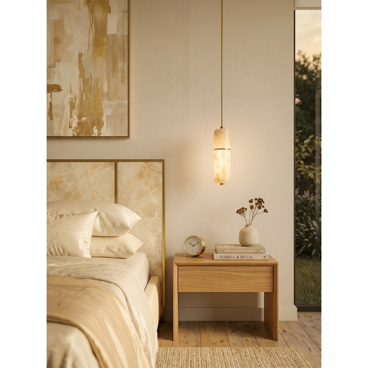 Alabaster Cluster Chandelier with Brass Accents & Integrated LED - Multiple Drop Configurations for High Ceilings, Dining Rooms & Foyers | Thomler