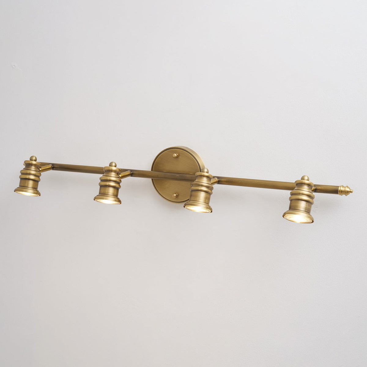 Adjustable Brass Track Wall Light – Multi-Spot Indoor Sconce for Picture Gallery, Kitchen Counter & Bath | Thomler