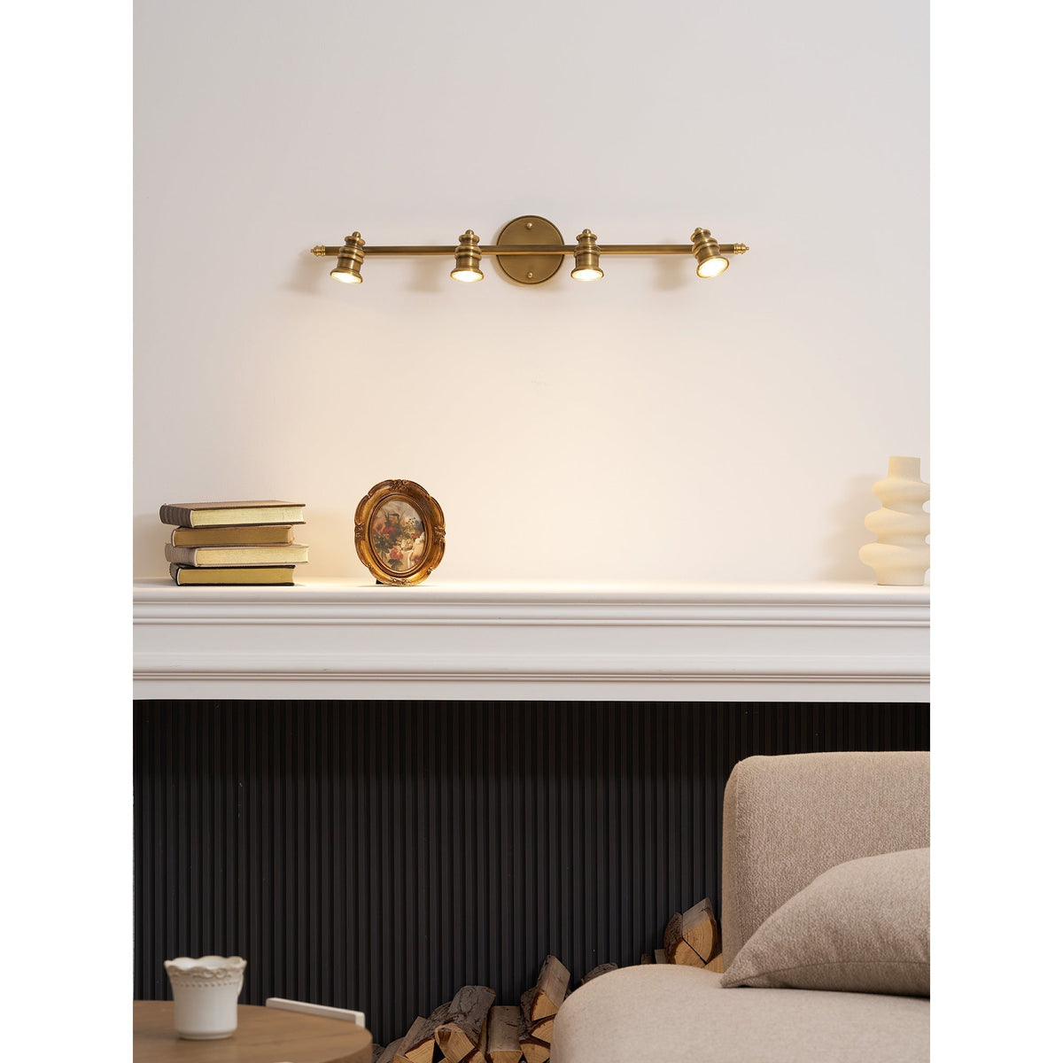 Adjustable Brass Track Wall Light – Multi-Spot Indoor Sconce for Picture Gallery, Kitchen Counter & Bath | Thomler