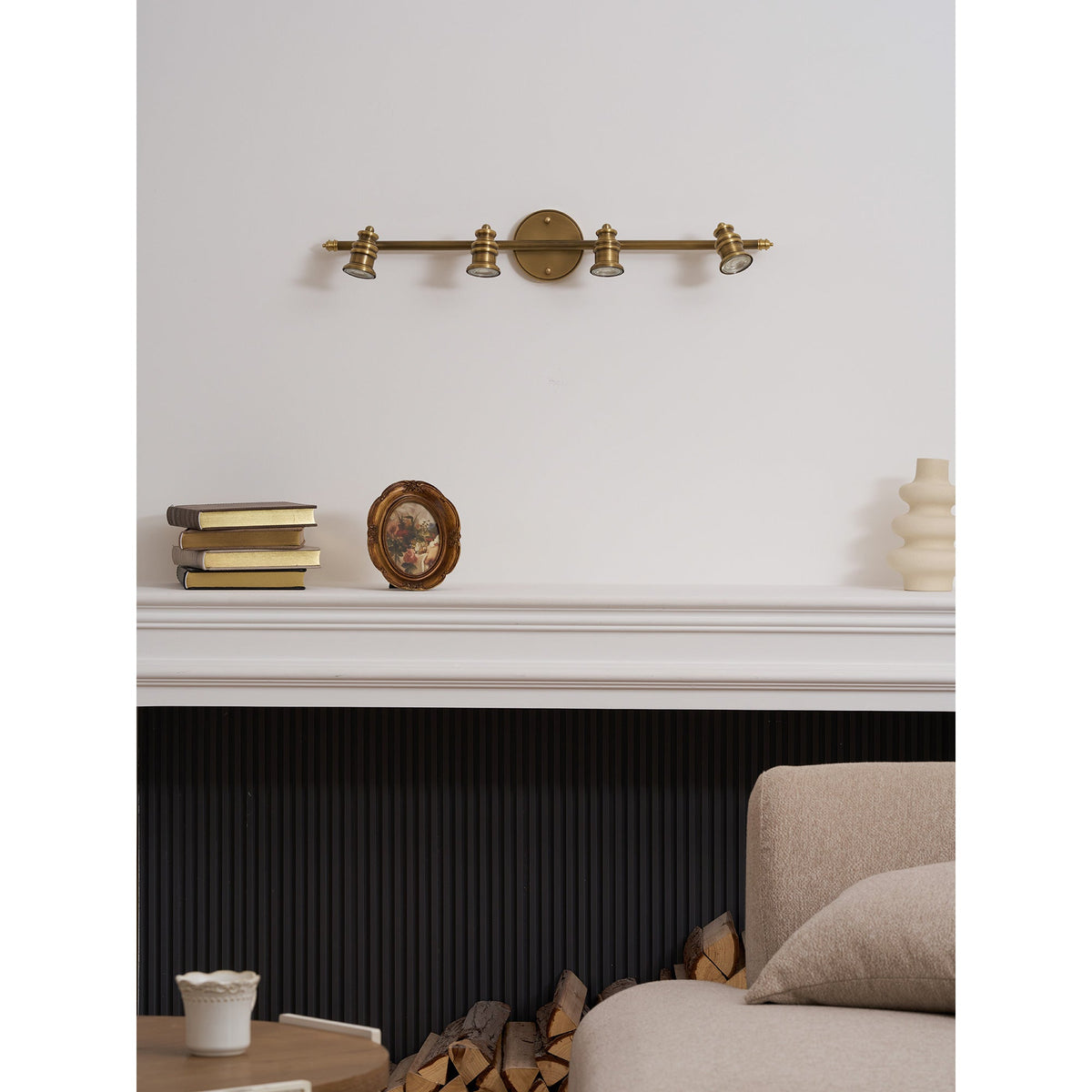 Adjustable Brass Track Wall Light – Multi-Spot Indoor Sconce for Picture Gallery, Kitchen Counter & Bath | Thomler