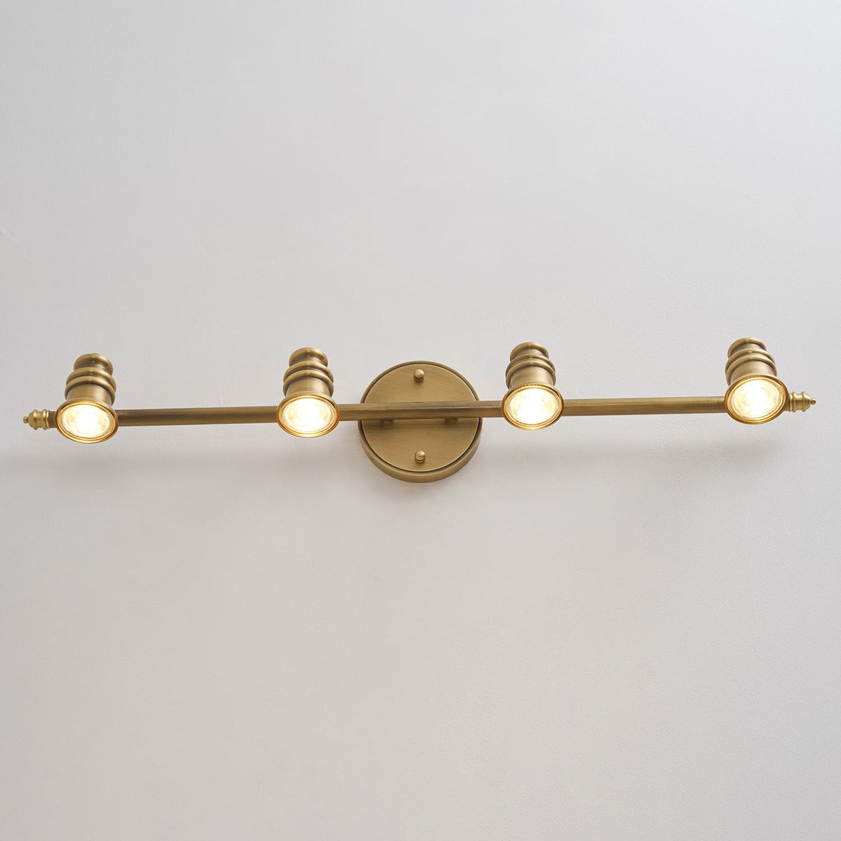 Adjustable Brass Track Wall Light – Multi-Spot Indoor Sconce for Picture Gallery, Kitchen Counter & Bath | Thomler