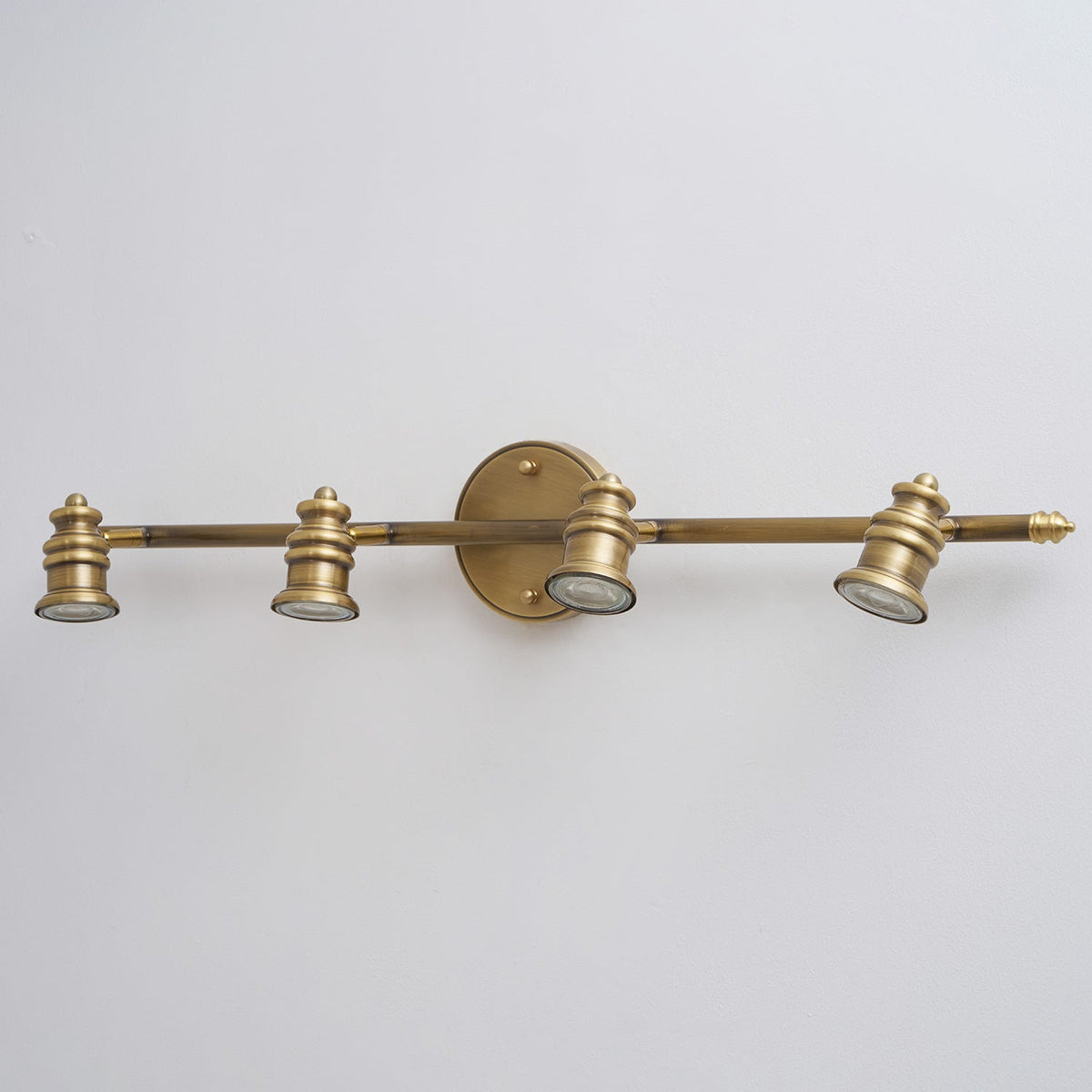 Adjustable Brass Track Wall Light – Multi-Spot Indoor Sconce for Picture Gallery, Kitchen Counter & Bath | Thomler