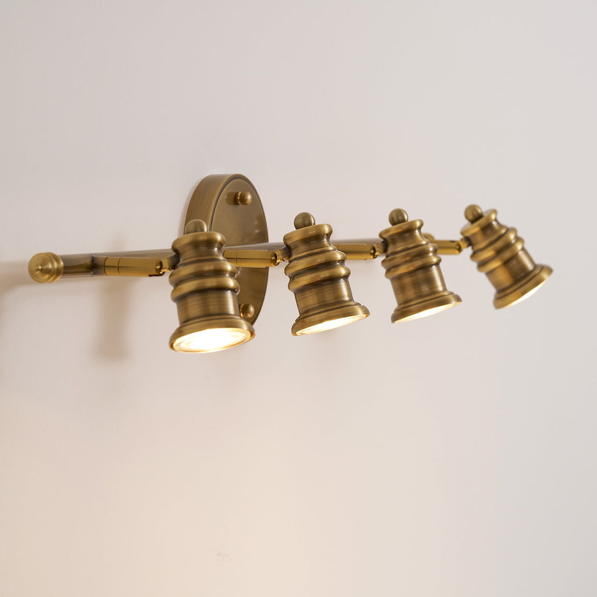 Adjustable Brass Track Wall Light – Multi-Spot Indoor Sconce for Picture Gallery, Kitchen Counter & Bath | Thomler