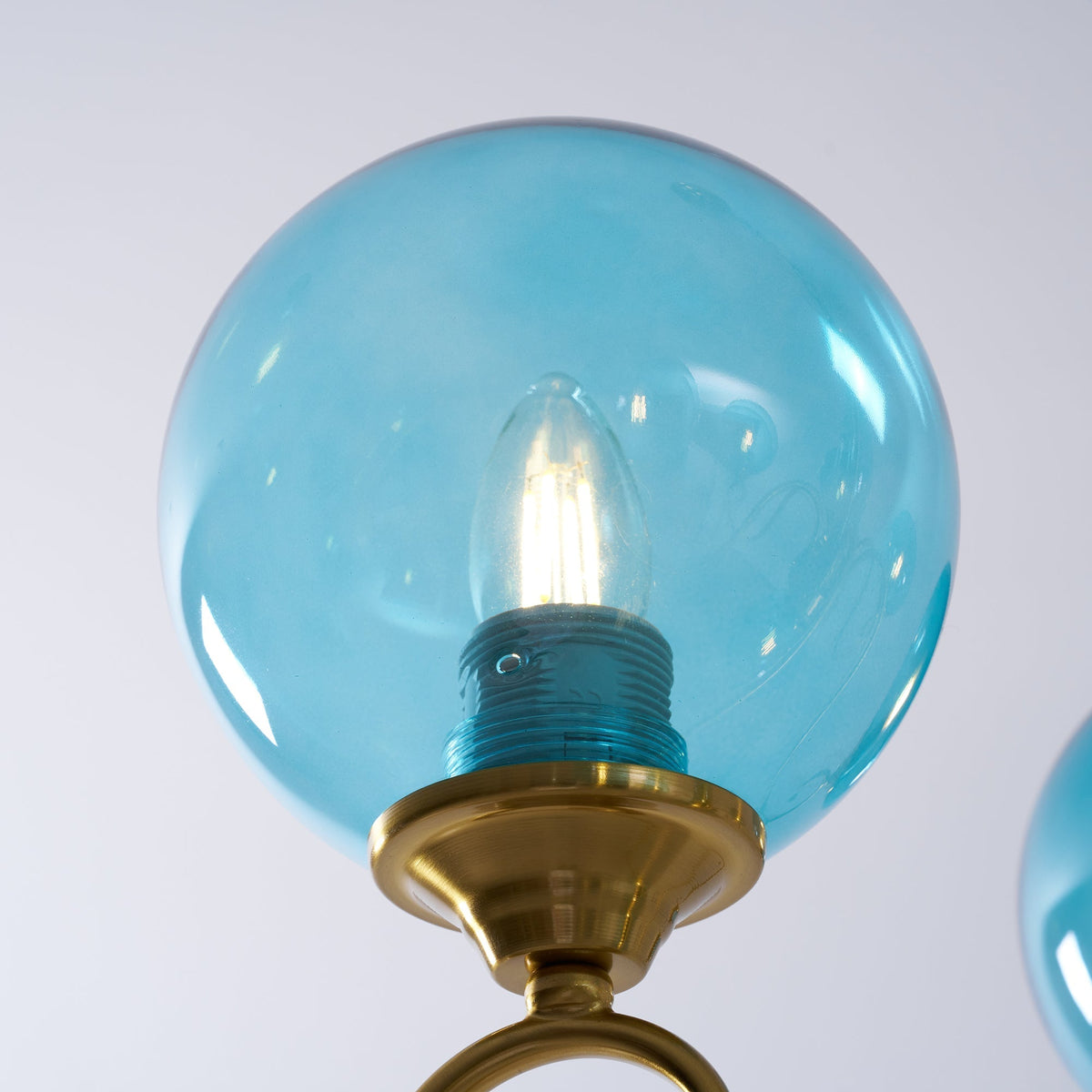 Handcrafted Glass Globe Chandelier with Aged Brass Frame – Multi-Arm Mid-Century Statement Light Fixture | Thomler