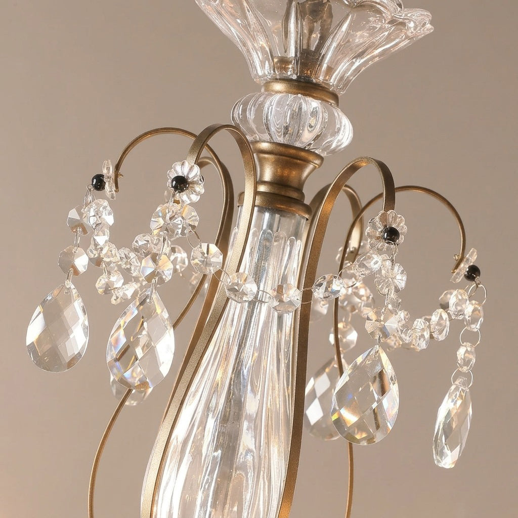 Classic Glass Globe Ceiling Fixture with Hanging Crystals – Multi-Light Dining Room Lighting in Warm Bronze Finish for Foyer, Living Room | Thomler