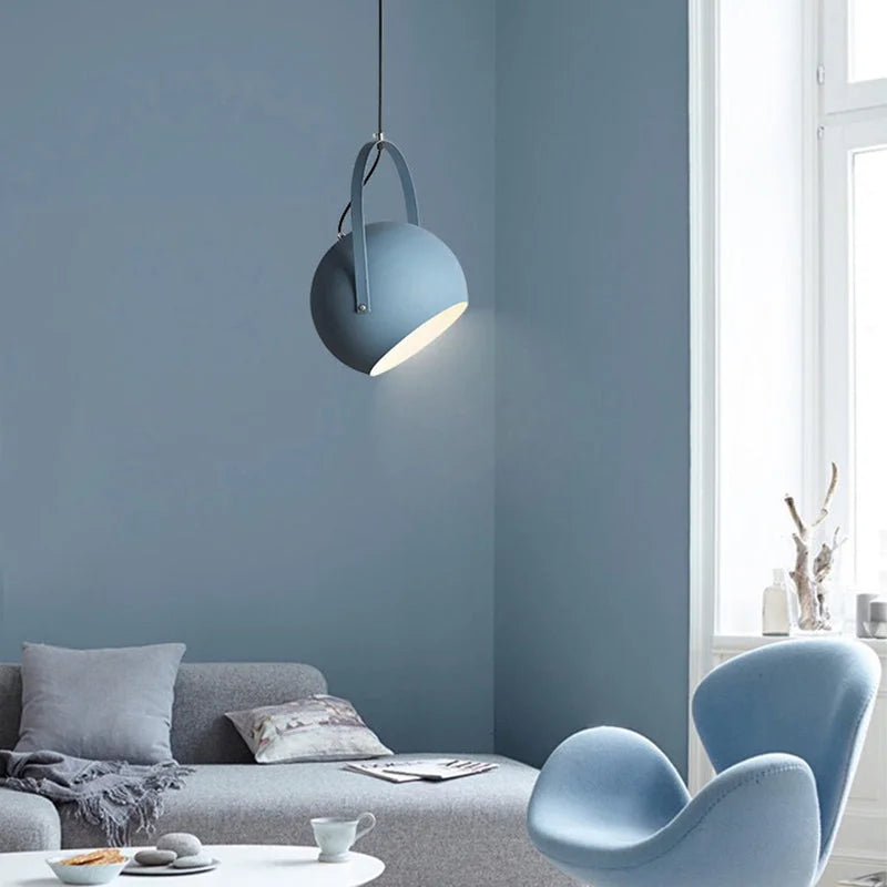 Pendant Light Metal Adjustable 9.8 in Rotating Haze Blue Dining Room Living Room Lighting | Thomler