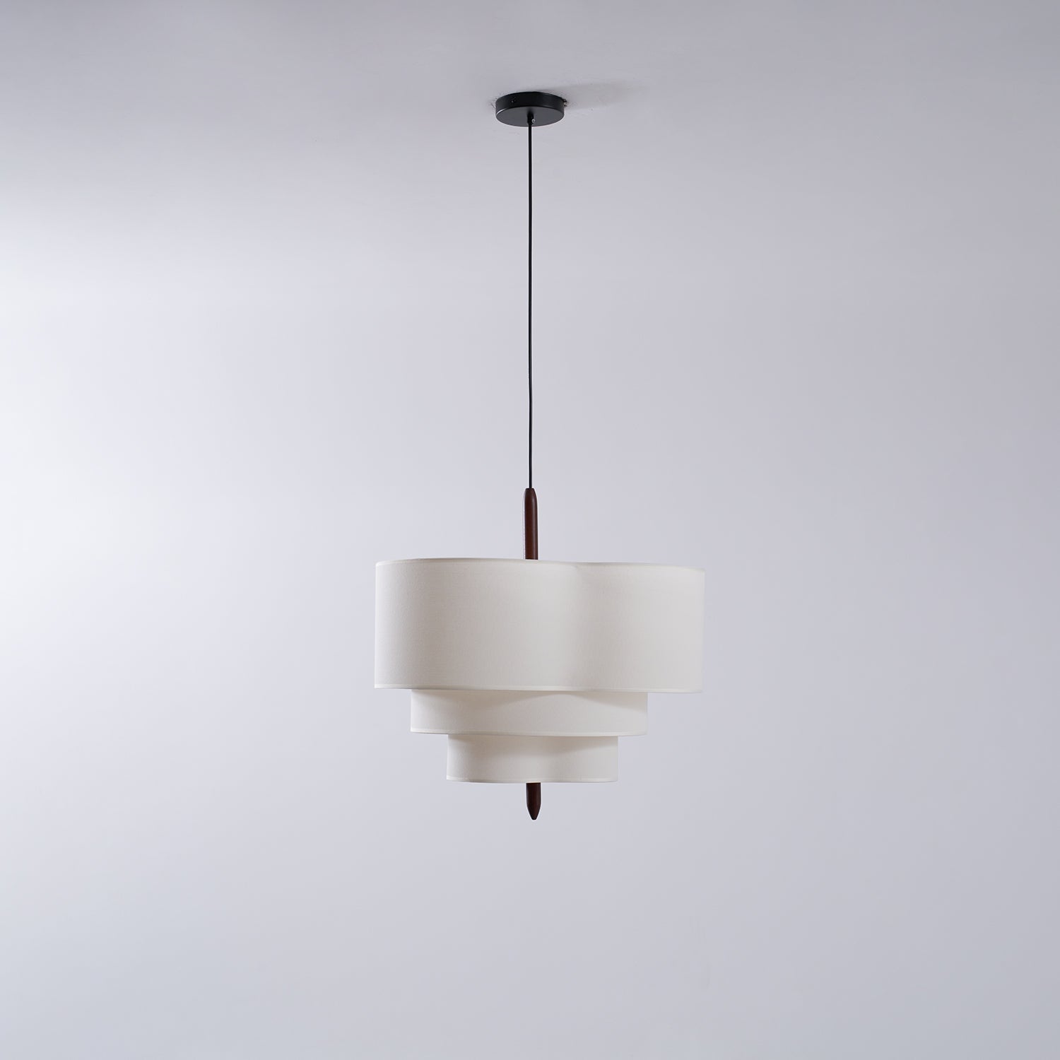 Pendant Light Fabric 17.7 in 3-Head Walnut Dining Room Ceiling Lamp Adjustable Height Modern Lighting Fixture | Thomler