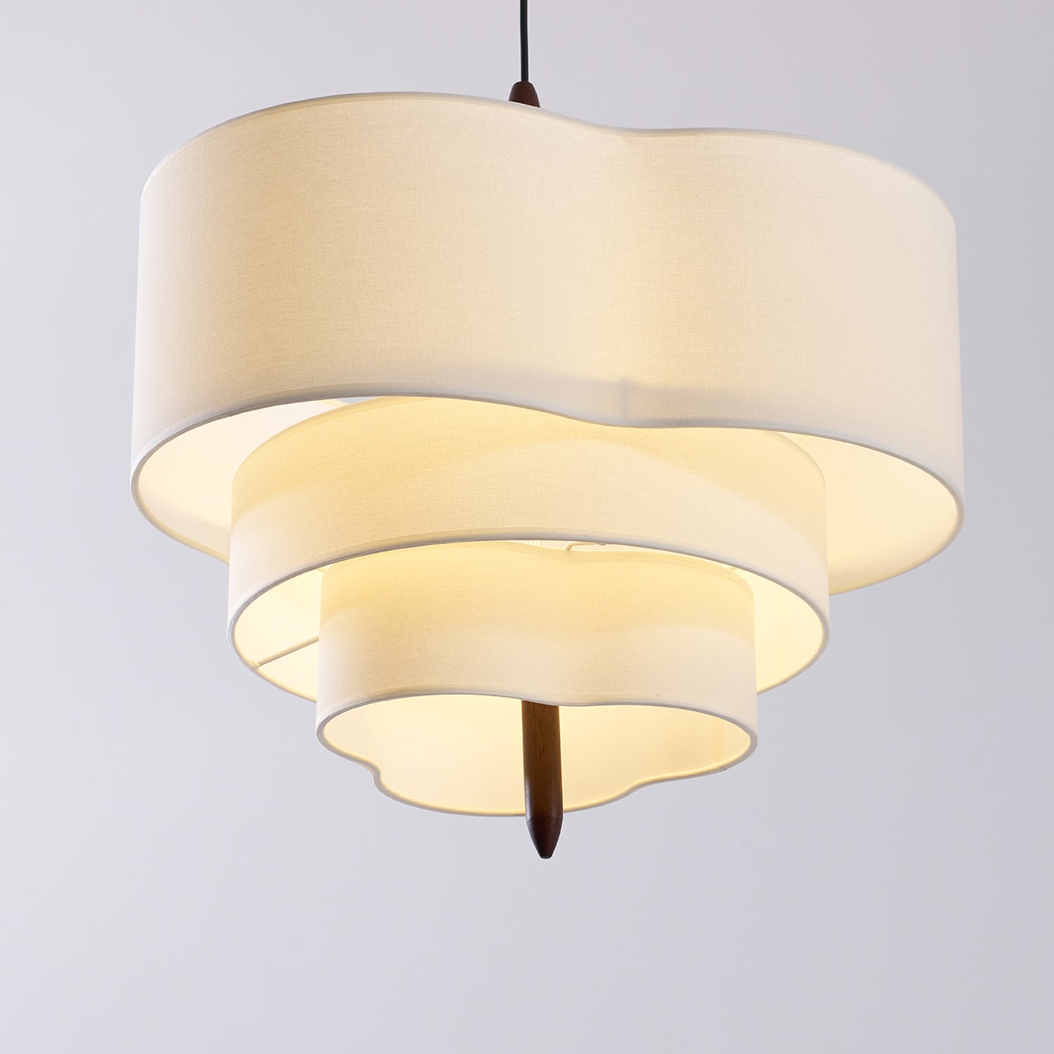 Pendant Light Fabric 17.7 in 3-Head Walnut Dining Room Ceiling Lamp Adjustable Height Modern Lighting Fixture | Thomler