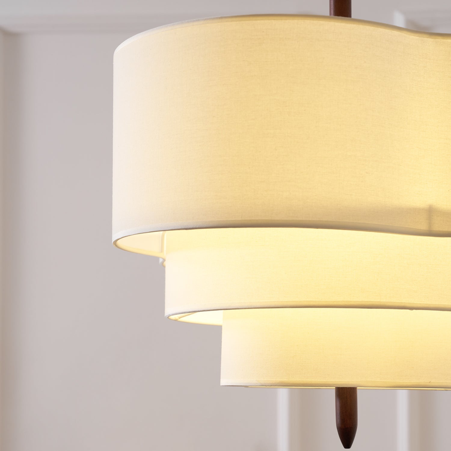 Pendant Light Fabric 17.7 in 3-Head Walnut Dining Room Ceiling Lamp Adjustable Height Modern Lighting Fixture | Thomler