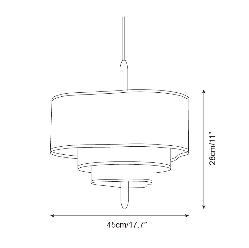Pendant Light Fabric 17.7 in 3-Head Walnut Dining Room Ceiling Lamp Adjustable Height Modern Lighting Fixture | Thomler