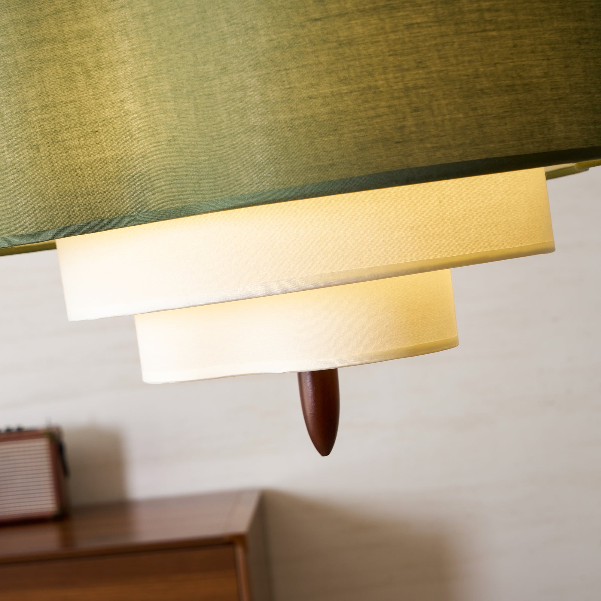 Pendant Light Fabric 17.7 in 3-Head Walnut Dining Room Ceiling Lamp Adjustable Height Modern Lighting Fixture | Thomler