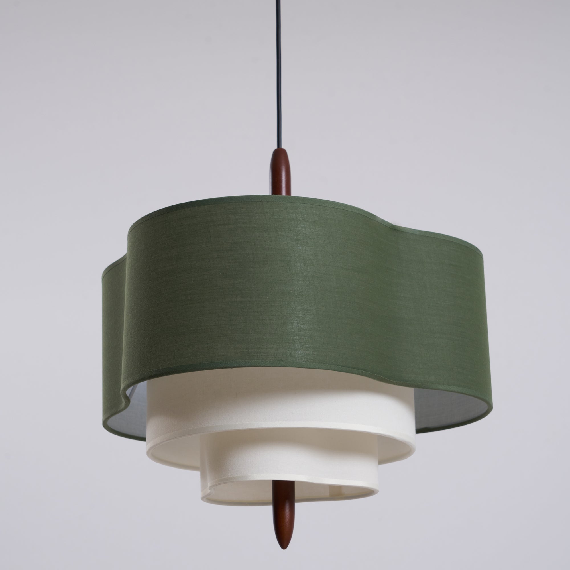 Pendant Light Fabric 17.7 in 3-Head Walnut Dining Room Ceiling Lamp Adjustable Height Modern Lighting Fixture | Thomler
