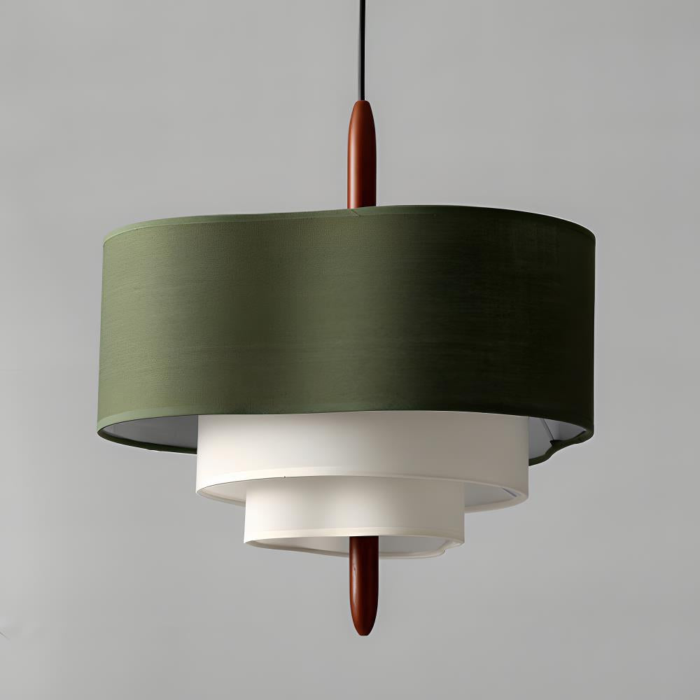 Pendant Light Fabric 17.7 in 3-Head Walnut Dining Room Ceiling Lamp Adjustable Height Modern Lighting Fixture | Thomler
