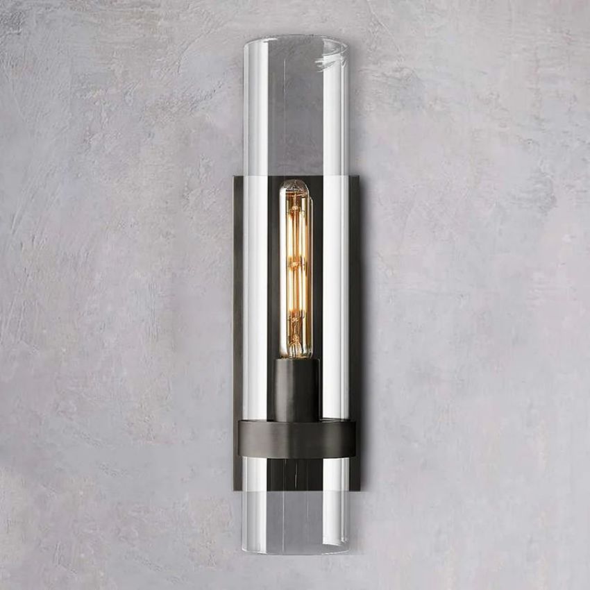 Handblown Glass Wall Sconce with Solid Brass Frame – Elegant Single-Light Fixture for Living Room, Bedroom, Hallway & Entryway Lighting | Thomler