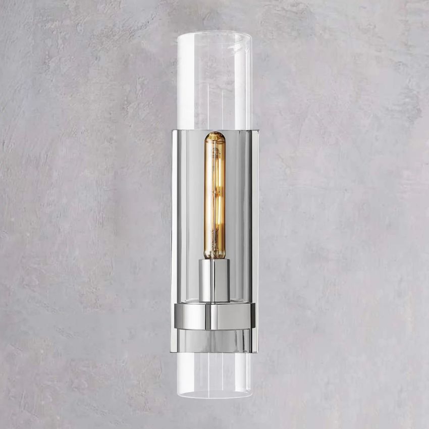 Handblown Glass Wall Sconce with Solid Brass Frame – Elegant Single-Light Fixture for Living Room, Bedroom, Hallway & Entryway Lighting | Thomler