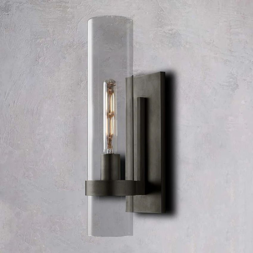Handblown Glass Wall Sconce with Solid Brass Frame – Elegant Single-Light Fixture for Living Room, Bedroom, Hallway & Entryway Lighting | Thomler