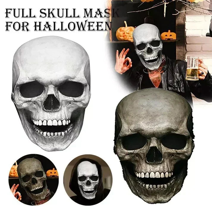 Full-Head Skull Costume Mask with Articulated Jaw and Anatomical Detail | Thomler