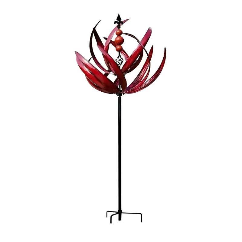 Rotating Metal Wind Spinner Garden Stake with Reflective Spiral Design for Outdoor Yard Decor | Colorful Solar Light Catcher Kinetic | Thomler